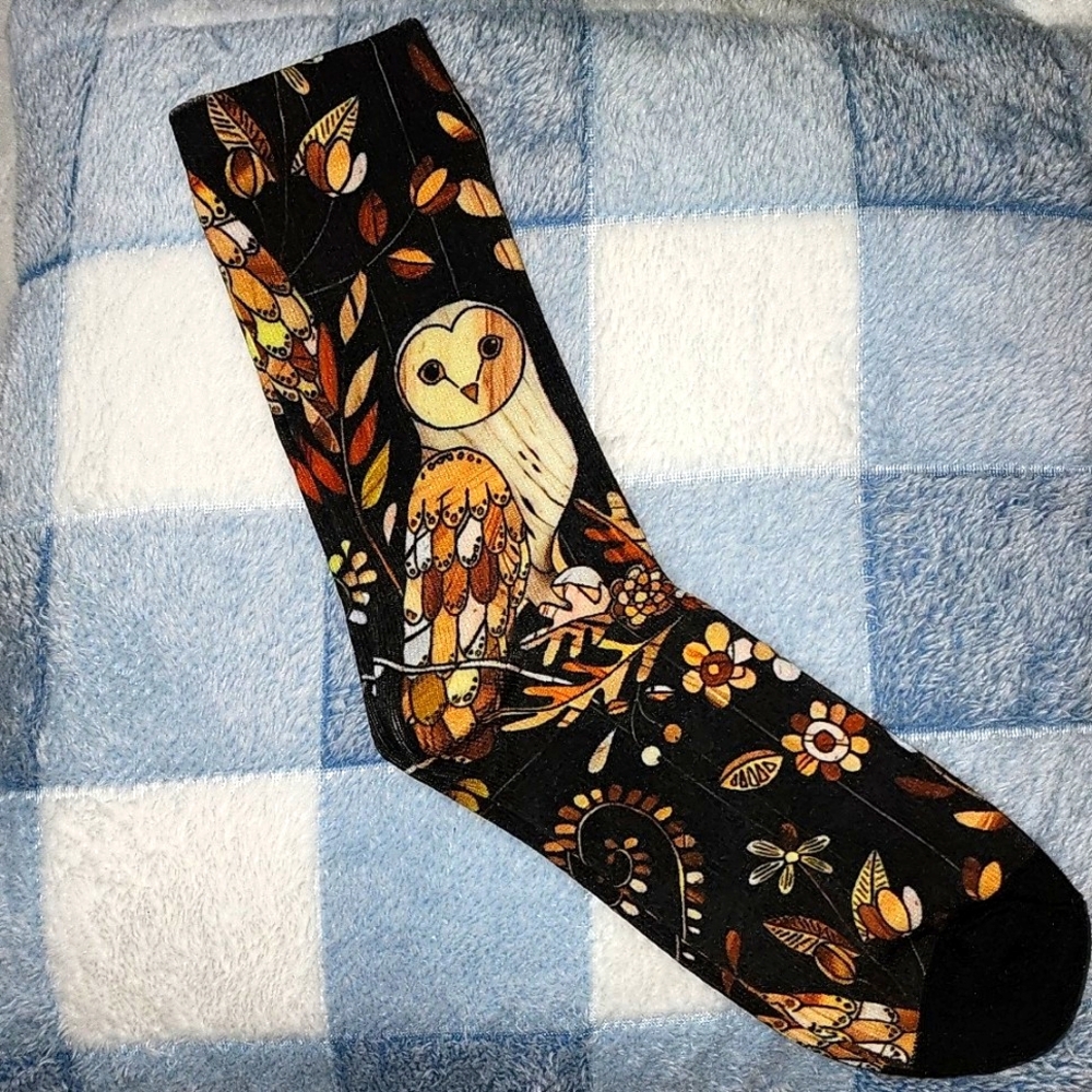 $10 Woodland Owl Sox - 1 pair - New - Size L - Cute!!!